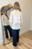 Morning Mist Pinstripe Button Down Top