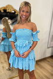 Ocean Breeze Off the Shoulder Dress Turq