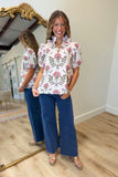 Dahlia Garden Puff Sleeve Blouse