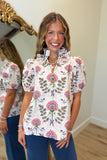 Dahlia Garden Puff Sleeve Blouse