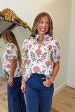 Dahlia Garden Puff Sleeve Blouse