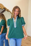 Evergreen Evening V Neck Top