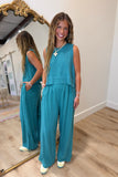 Linen Lineage Pant Set Green