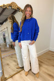 FRNCH Chichi Cardigan Sweater Royal