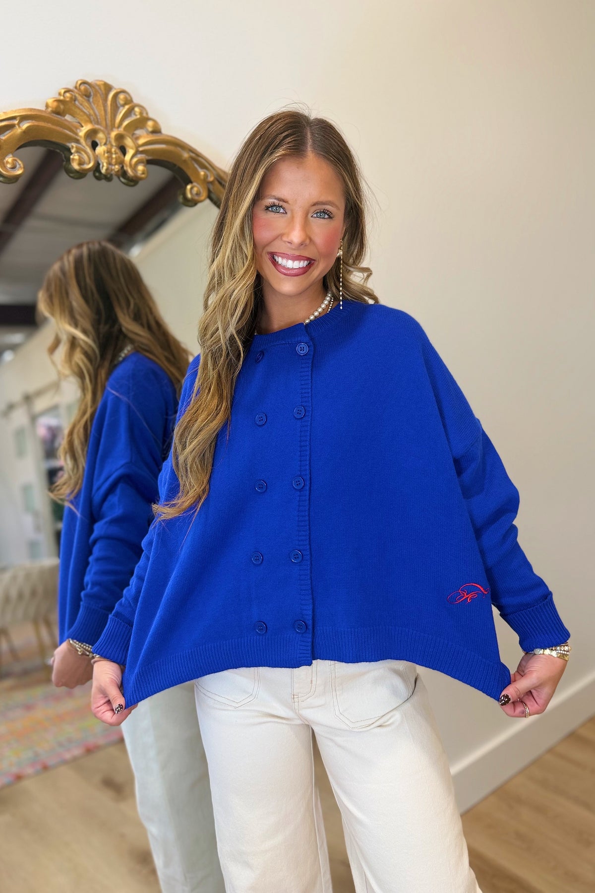FRNCH Chichi Cardigan Sweater Royal