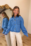 Elan Denim Jacket w Leather Trim