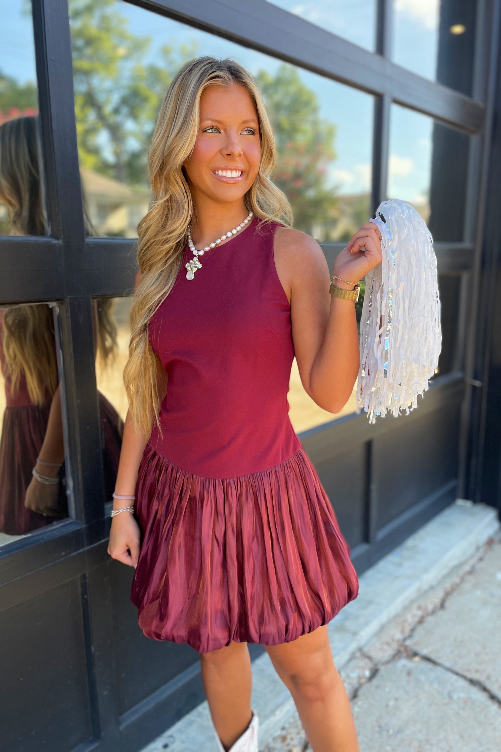 Coach's Pick Combination Bubble Dress Maroon Coach's Pick Combination Bubble Dress Maroon