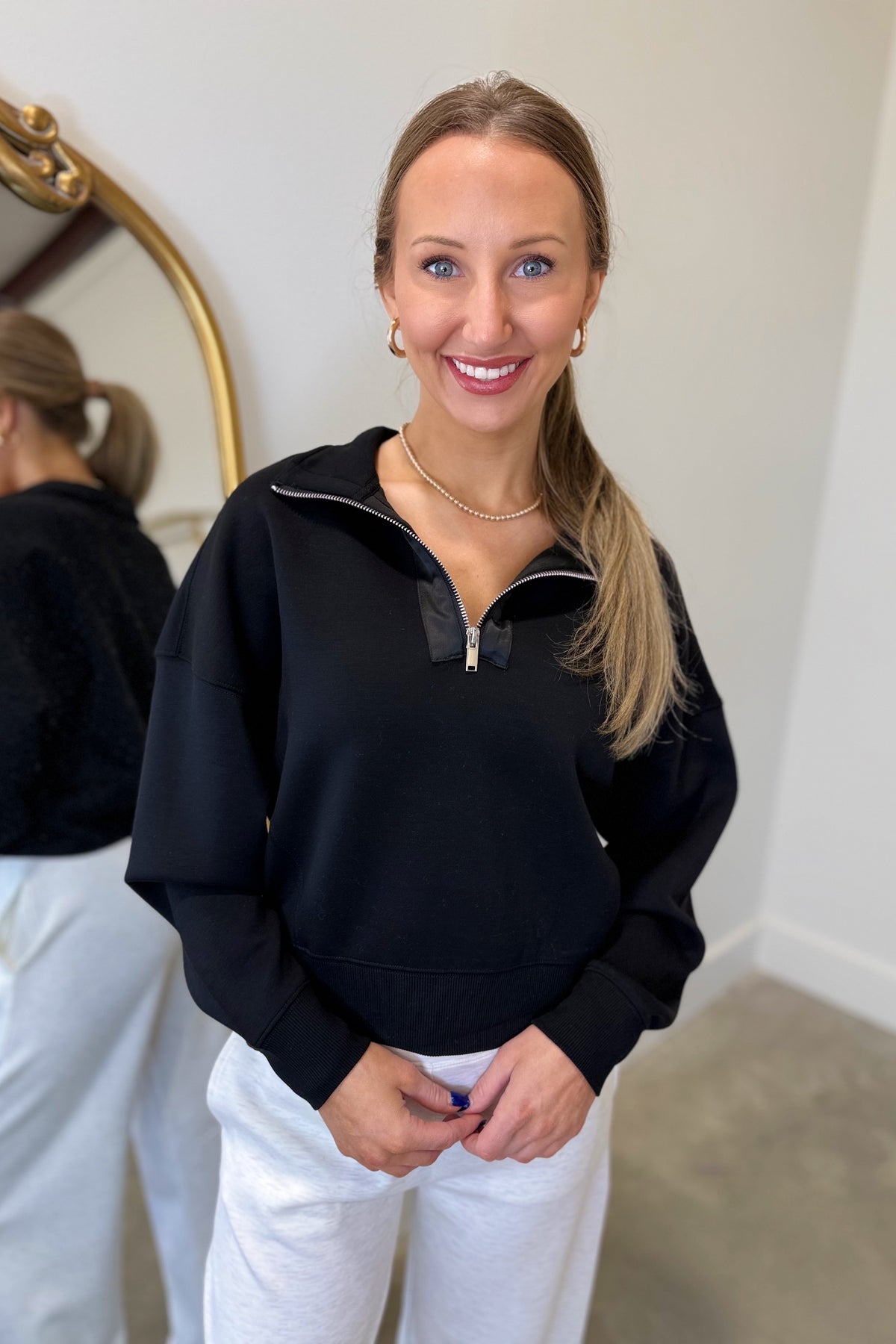 RD Style Mailyn 1/4 Zip Top Black