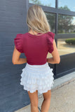 Huddle Up Ribbed Crop Top Maroon