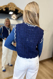Coastal Crochet Sweater Vest Navy
