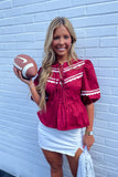 Rally Ric Rac Poplin Blouse Maroon