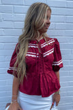 Rally Ric Rac Poplin Blouse Maroon