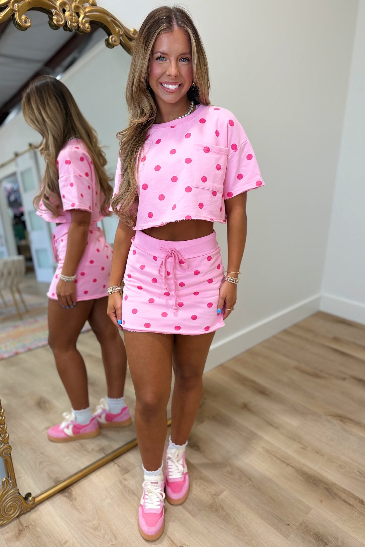 Dotty Delight Skort Set Pink