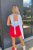 Class Act Satin Scarf Top Blue