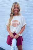 Gameday Football Patchwork Waffle Short Top