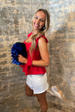 Summer Bow Shoulder Top Red