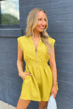 Stella Shoulder Pad Romper Gold
