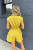 Stella Shoulder Pad Romper Gold