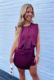 Ava Draped Neck Romper Maroon