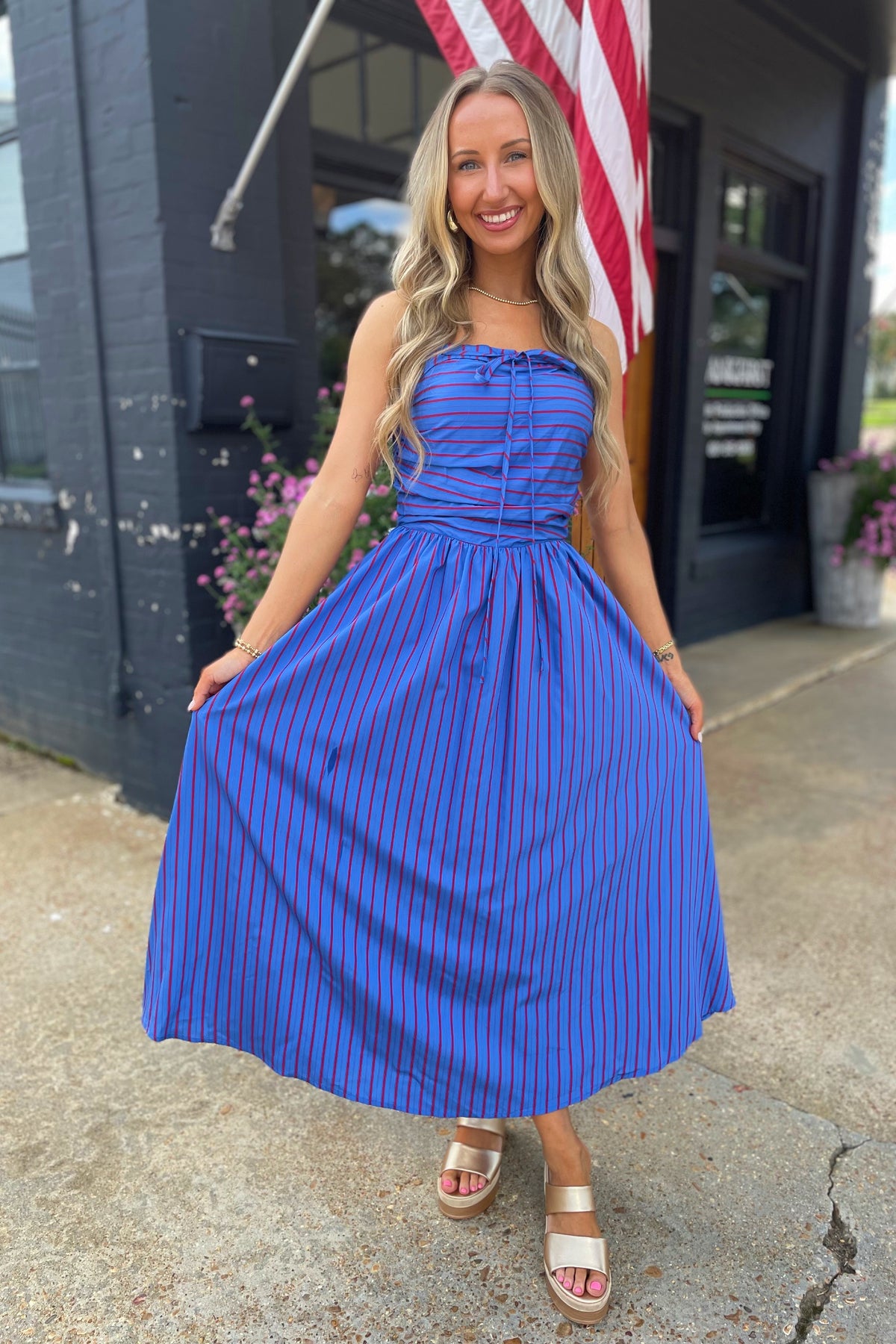 Laelia Stripe Dress Blue