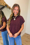 Delaney Drop Shoulder Cable Knit Sweater Maroon