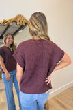 Delaney Drop Shoulder Cable Knit Sweater Maroon