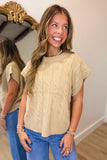 Delaney Drop Shoulder Cable Knit Sweater Tan
