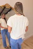 Delaney Drop Shoulder Cable Knit Sweater Cream