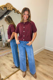 Always Charming Short Sleeve Sweater Maroon