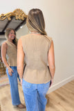 Roman Rib Knit Peplum Vest Tan