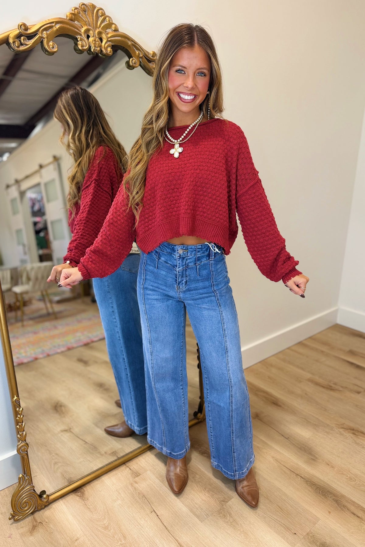 Fall Forward Sweater Deep Red