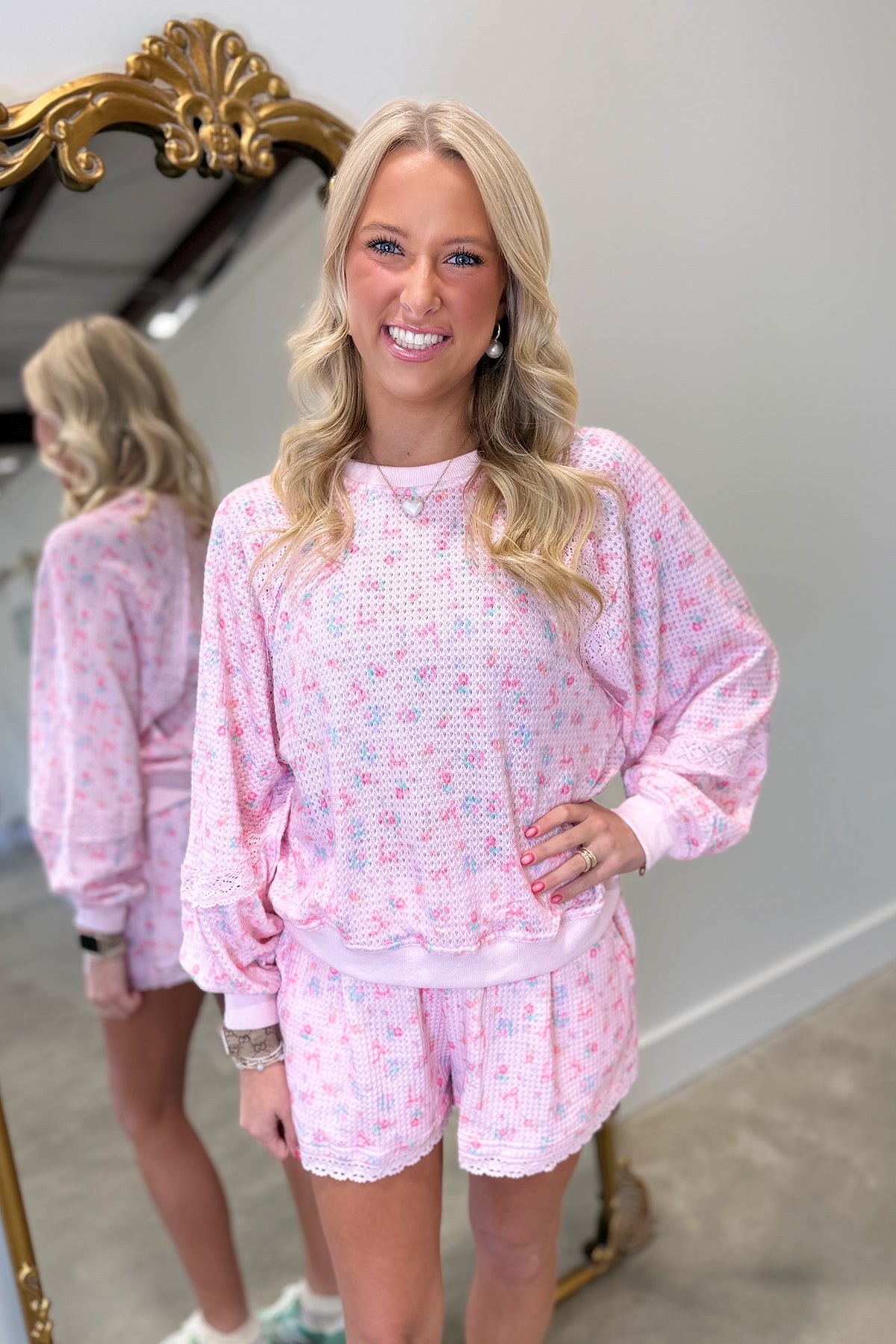 Ditsy Floral Waffle Lounge Set