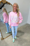 Floral Patchwork Sweatshirt Pink