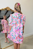 Umgee Paisley Print Banded Dress Pink