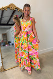 Paradise Petal Punch Midi Dress