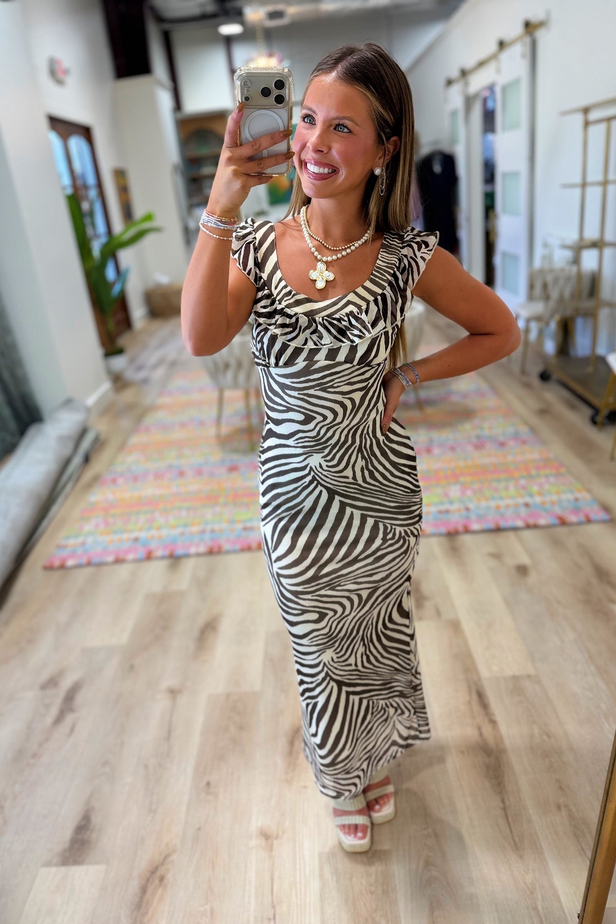Born to Roam Long Zebra Dress