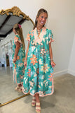 Umgee Earth Wind and Garden Midi Dress Green
