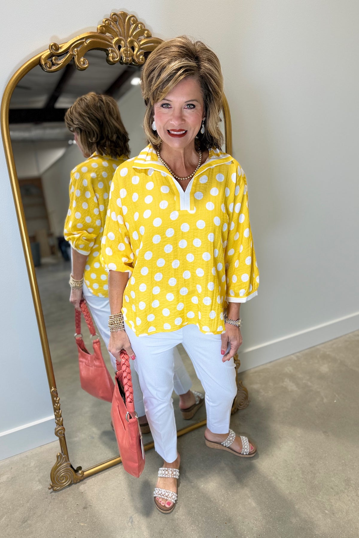 Multiples Dolman Sleeve Blouse Lemon