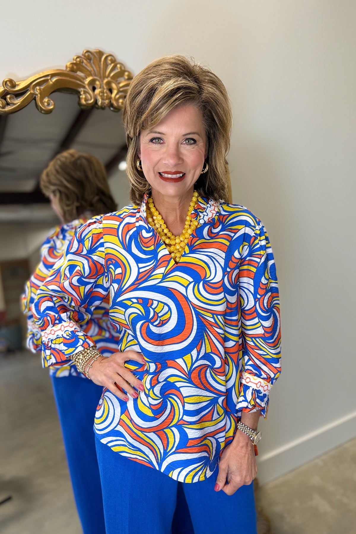 Multiples Stand Up Collar Top Sunset Hills