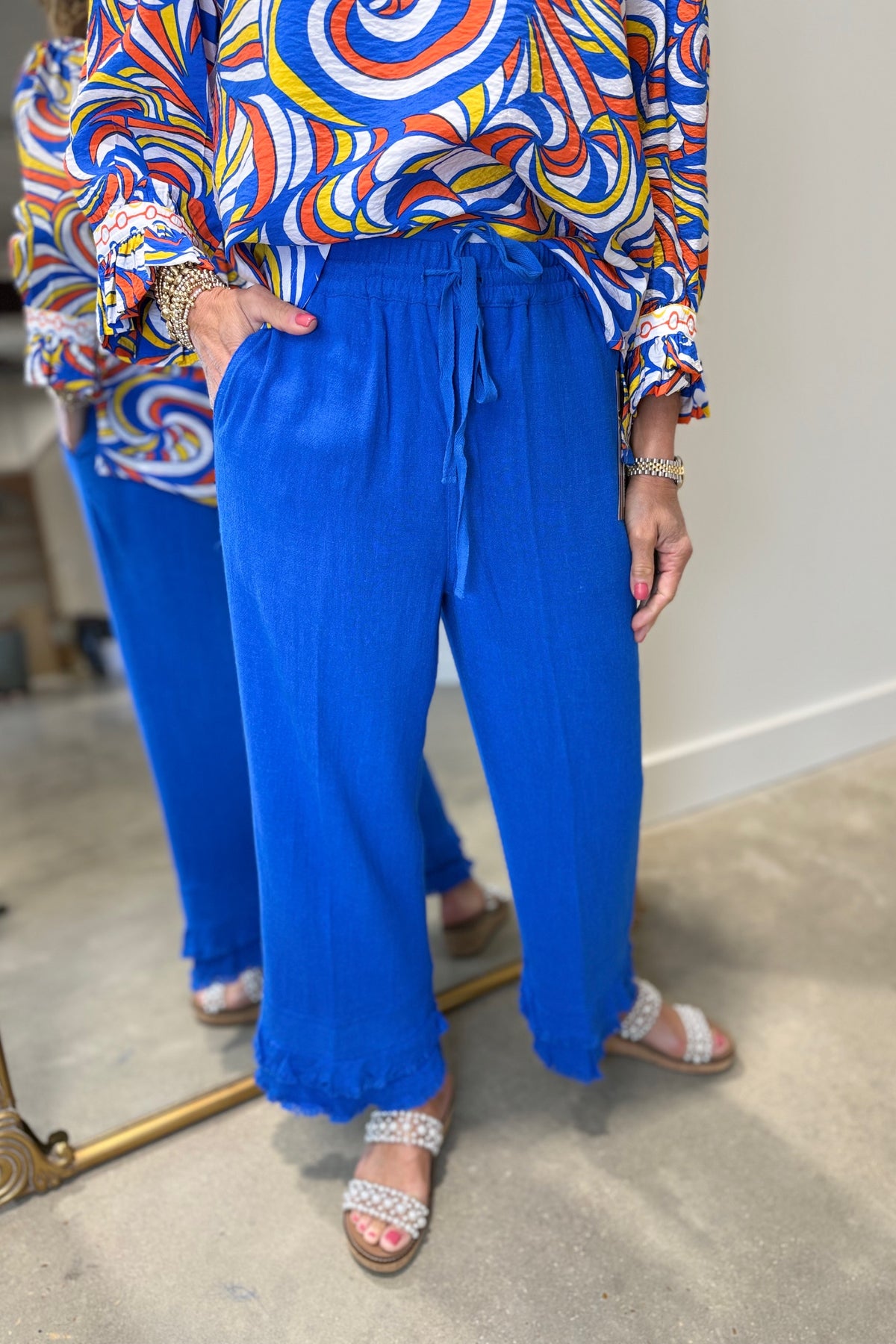 Multiples Drawstring Pants Electric Blue