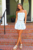 Coastal Crush Corset Skort Set Blue
