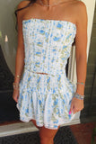 Coastal Crush Corset Skort Set Blue