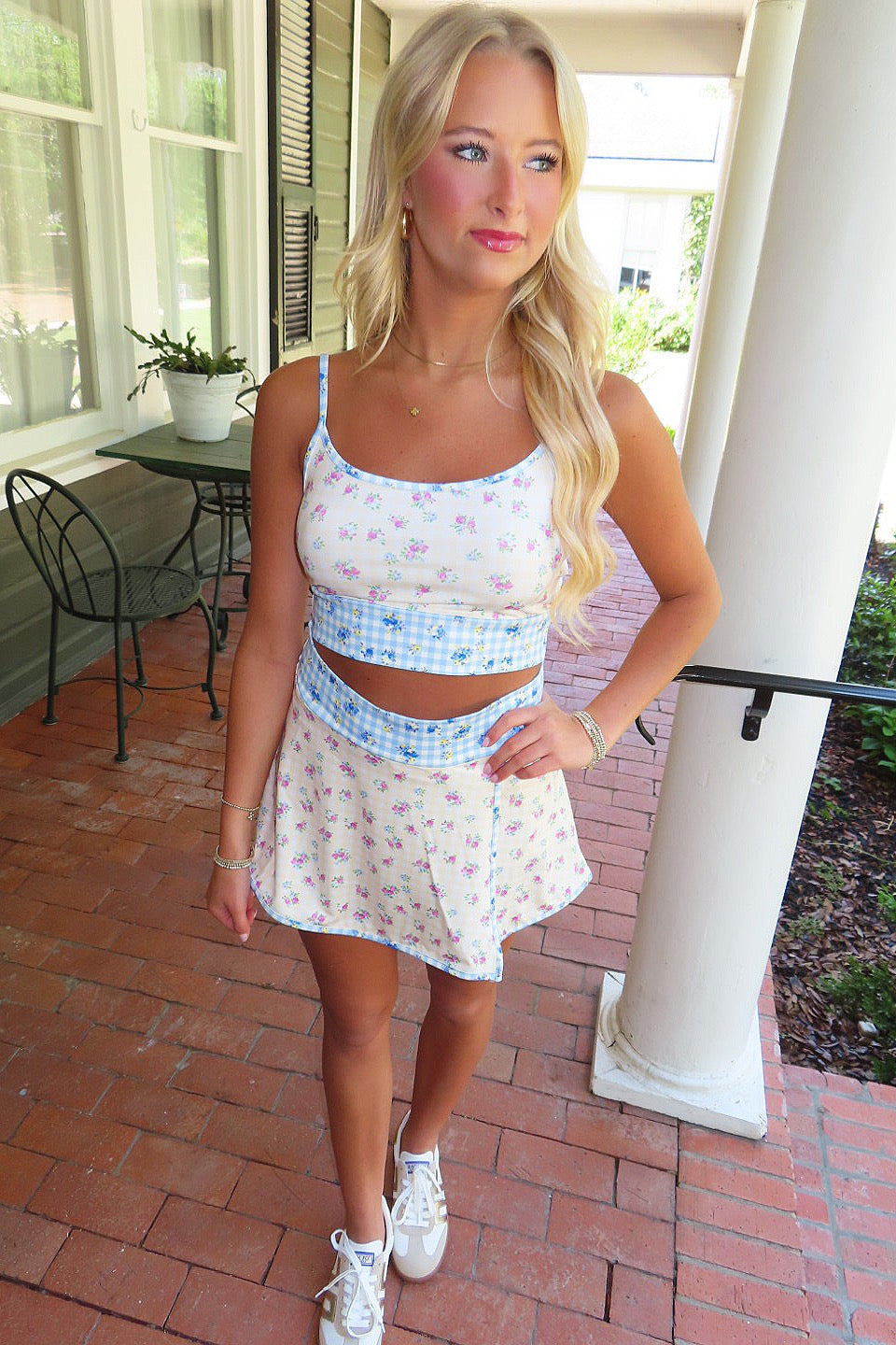 Vintage Floral Athletic Skort Set Yellow