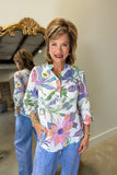 Tempo Paris 2 Button Print Top White