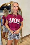 Gameday Boxy Cropped Terry Top Maroon