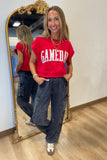 Gameday Boxy Cropped Terry Top Red