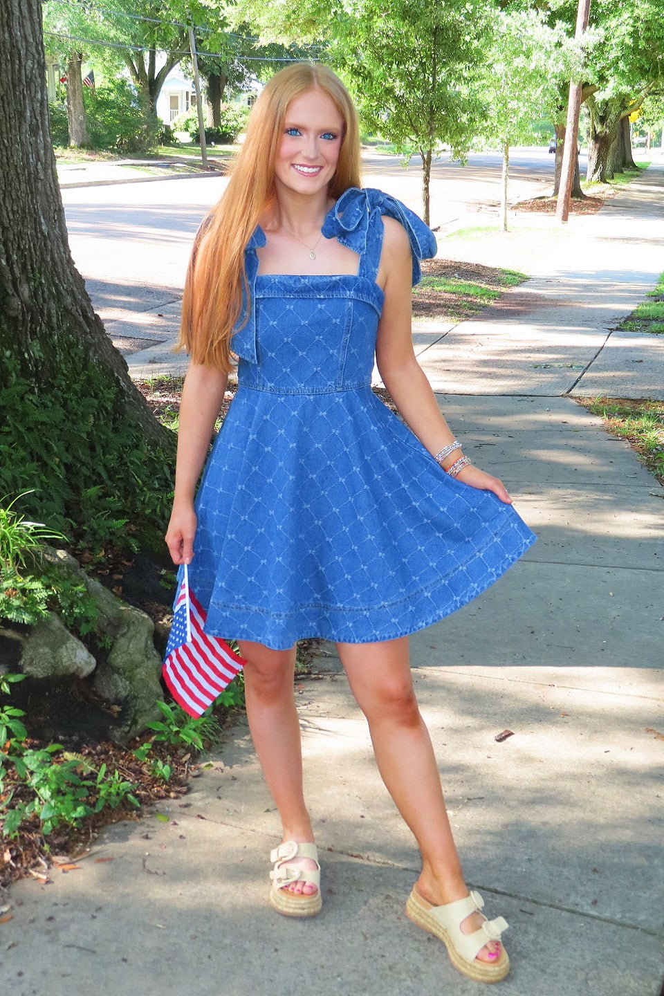 Blue Jean Bow Dress Med Denim
