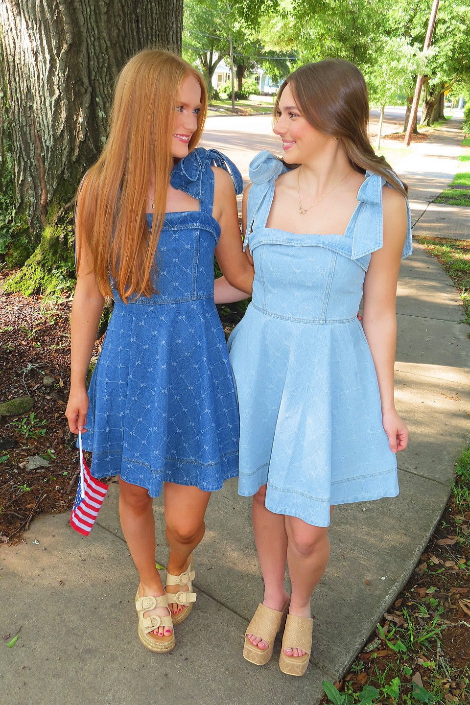 Blue Jean Bow Dress Lt Denim