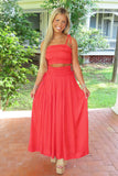 Elan Island Flame Smocked Skirt Set Red