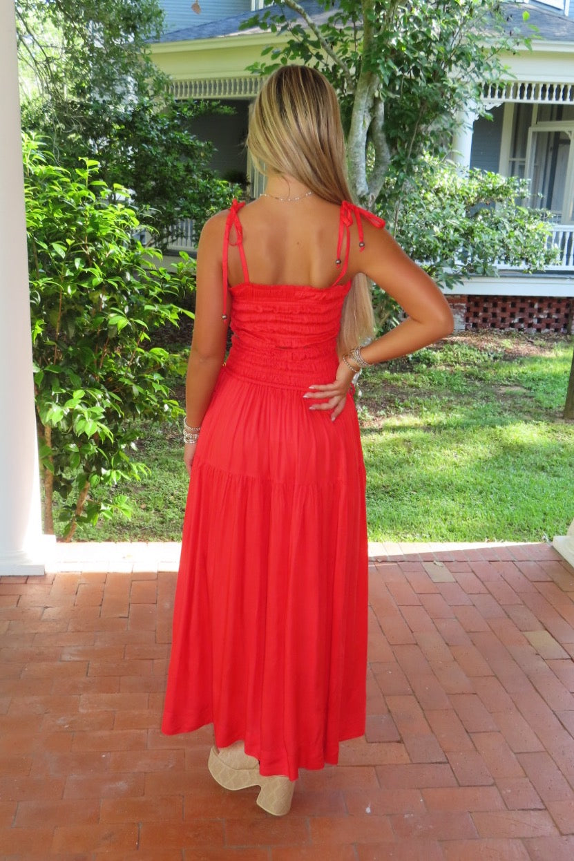 Elan Island Flame Smocked Skirt Set Red